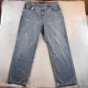 Phat Farm Mens Relaxed Fit Straight Leg Blue Jeans Light Wash 40x33 FBP155R